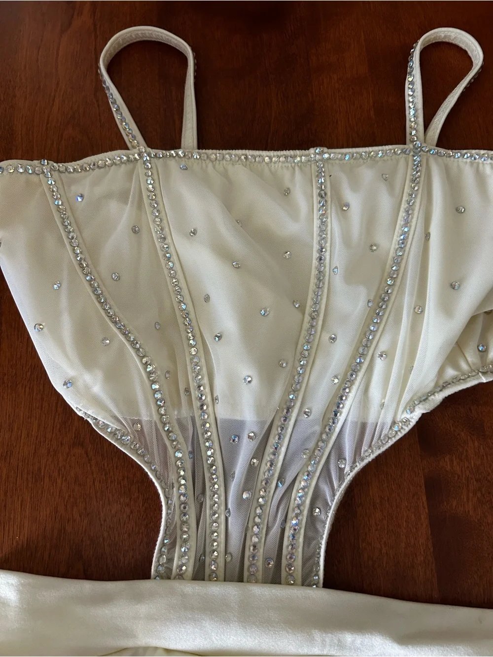 Kelle Ivory Open Hearts leotard with mesh skirt